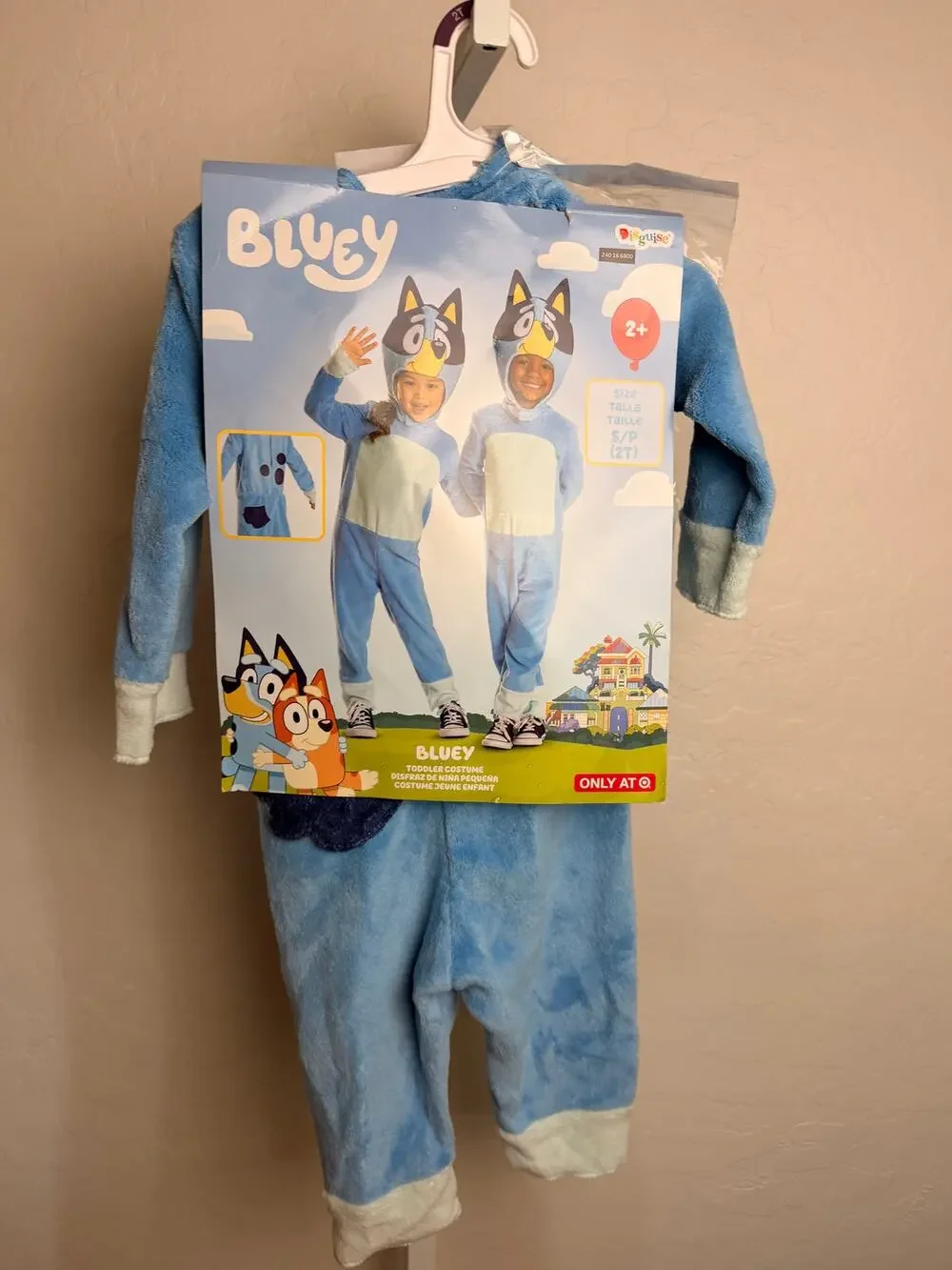 Bluey Toddler Costume 2T Unisex Plush Jumpsuit Headpiece Halloween NWT Target